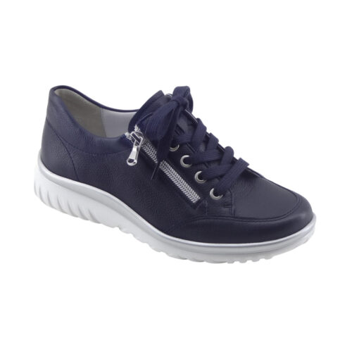 Semler blå skindsko med lynlås og snøre