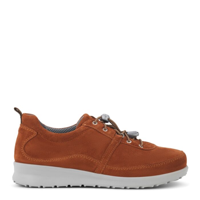 New Feet terracotta farvet ruskindssko med elsatik snøre