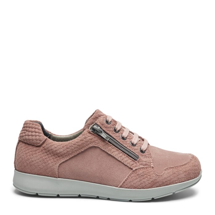 New Feet snøre og lynlåssko i rosa ruskind