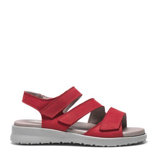 New Feet sandal i rød til damer med 3 velcrolukninger