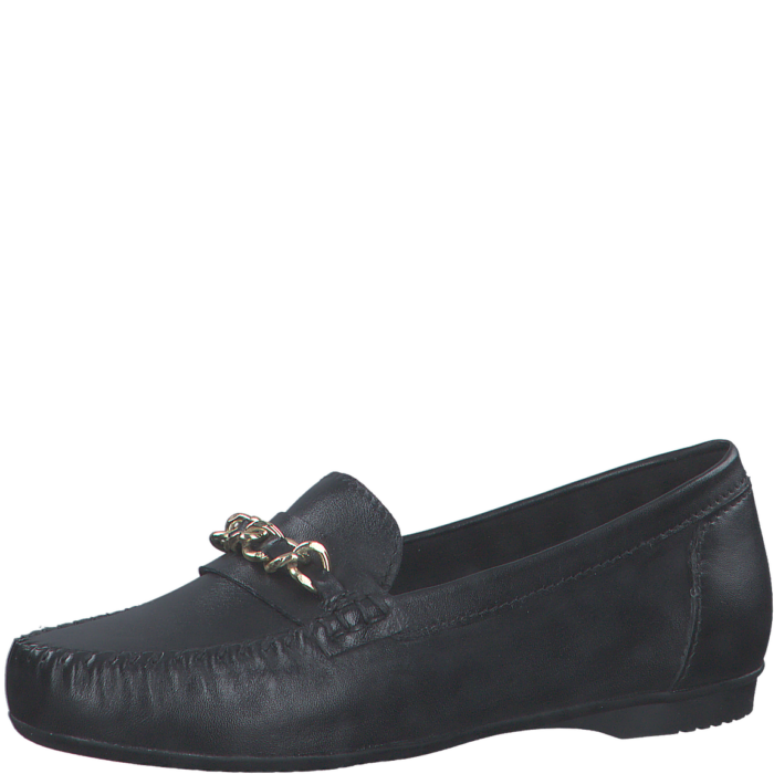 Marco Tozzi loafer i sort skind