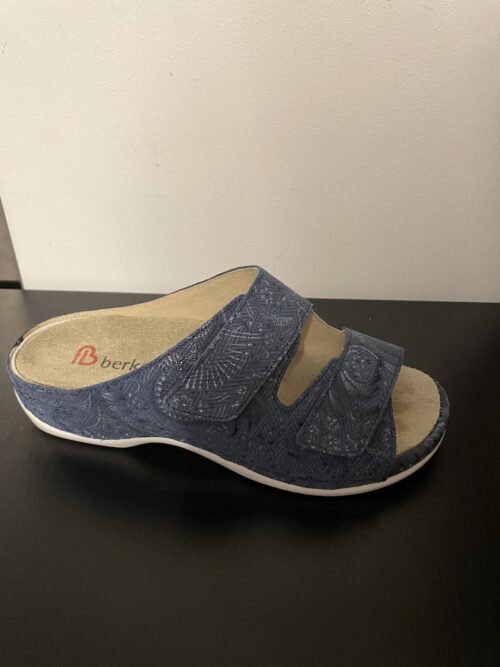 Berkemann slippers i præget jeans blå nubuck