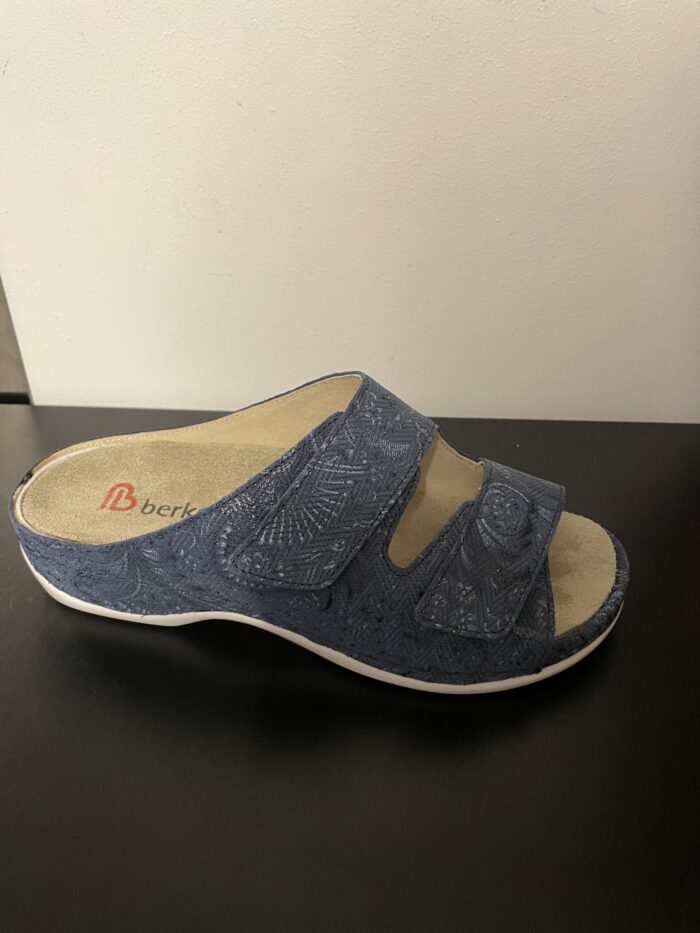 Berkemann slippers i præget jeans blå nubuck