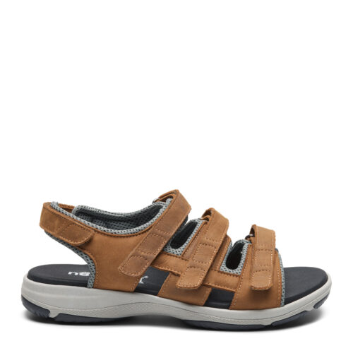 New Feet 3 rems sandal i brun oilskind