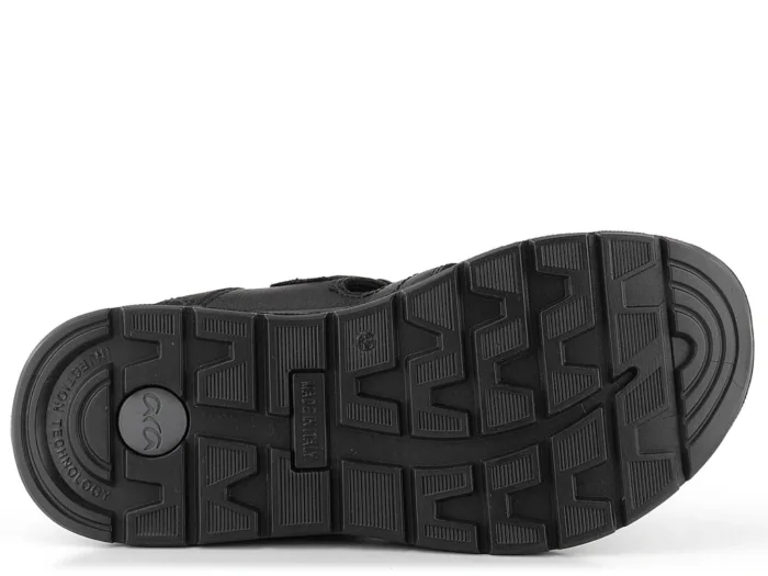 Ara herre trail sandal i sort skind, sål