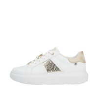 Rieker Revolution hvid sneaker med guld detaljer