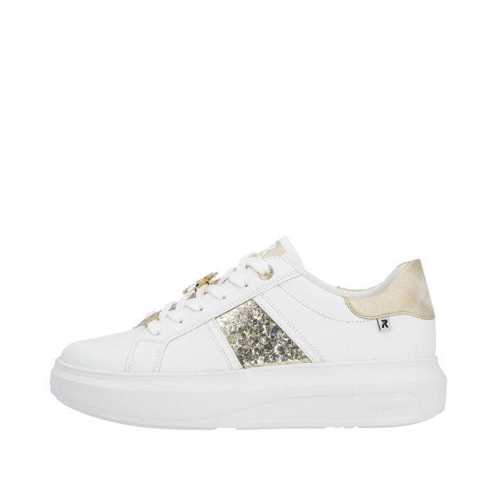 Rieker Revolution hvid sneaker med guld detaljer
