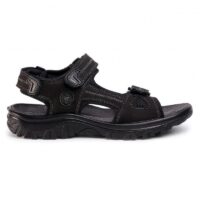 Marco Tozzi herresandal, med 3x velcro i sort nubuck