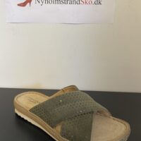 Relax Shoe slippers i olivengrøn nubuck, med krydsremme