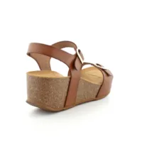 Bella Moda plateau sandal med brunt skind og spænder