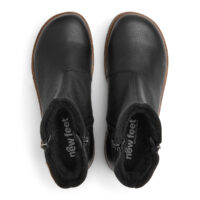 New Feet sort glat støvle med 2x lynlåse