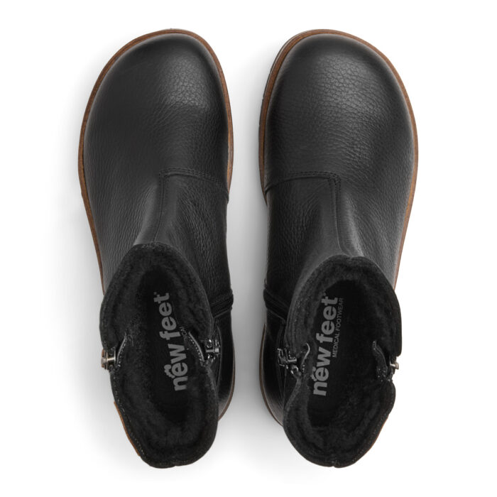 New Feet sort glat støvle med 2x lynlåse