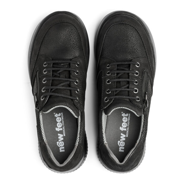 New Feet sko med tex membran. Sort sko med snøre og lynlås