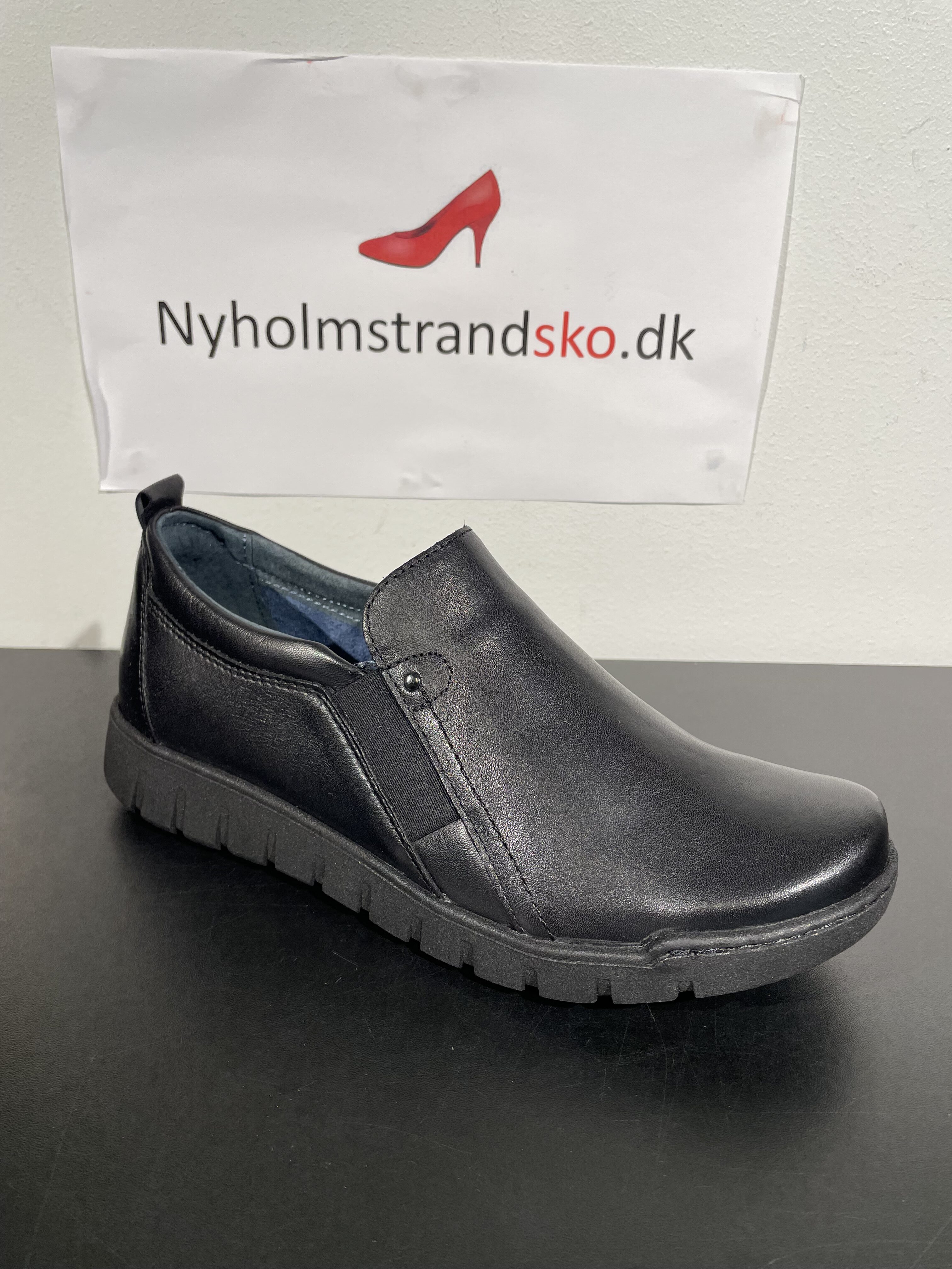 Relaxshoe sort skind, hyttesko dame