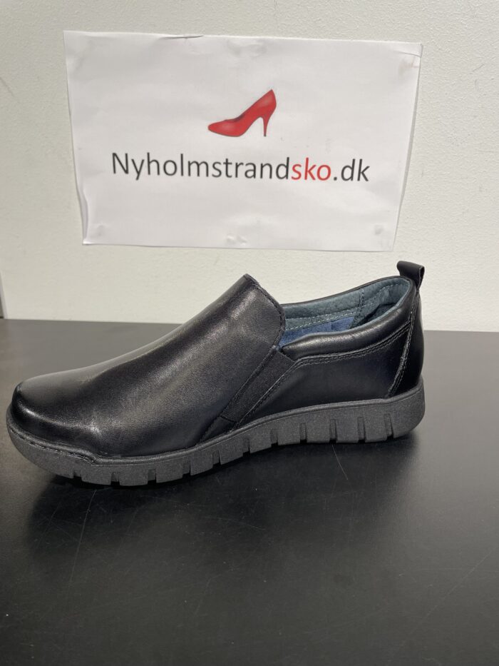 Relaxshoe sort skind, hyttesko dame