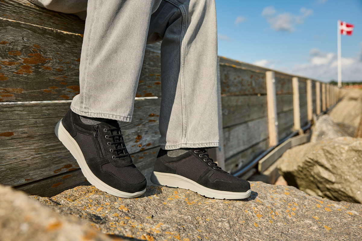 New Feet herresko med snørebånd og lynlås