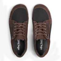 New Feet brun og sort, bred herresko med lynlås og snørebånd