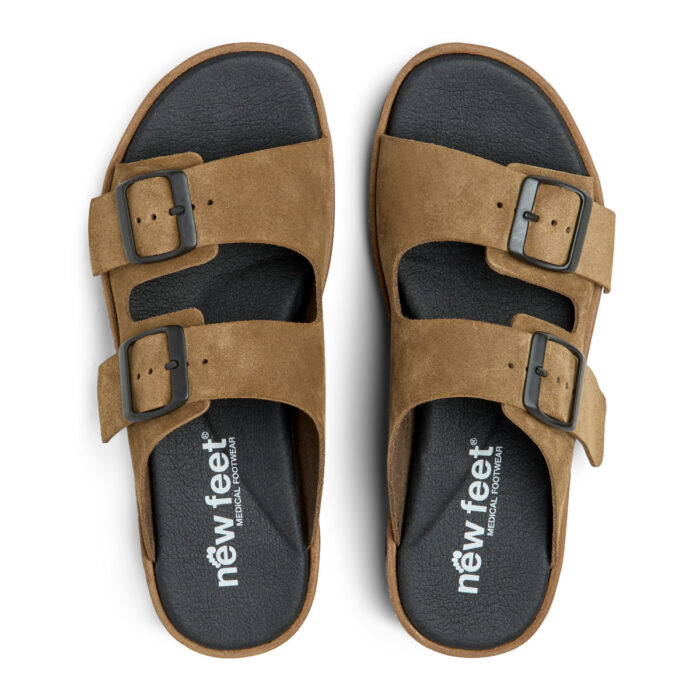 New Feet slippers i cognac farvet ruskind