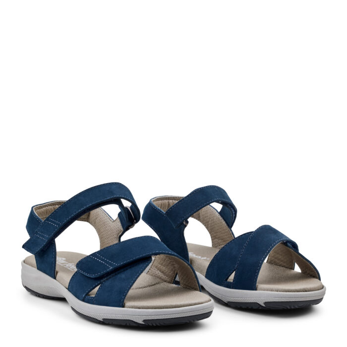 New Feet blå sandal med velcroremme
