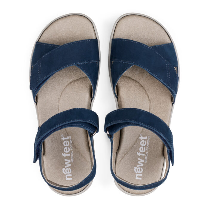 New Feet blå sandal med velcroremme