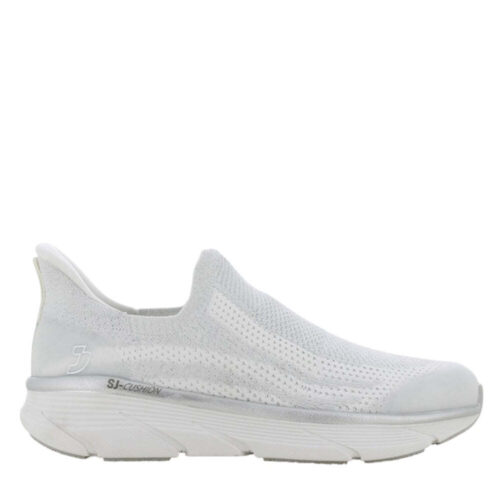 SJ sneaker slip in, hvid og sølv tekstil