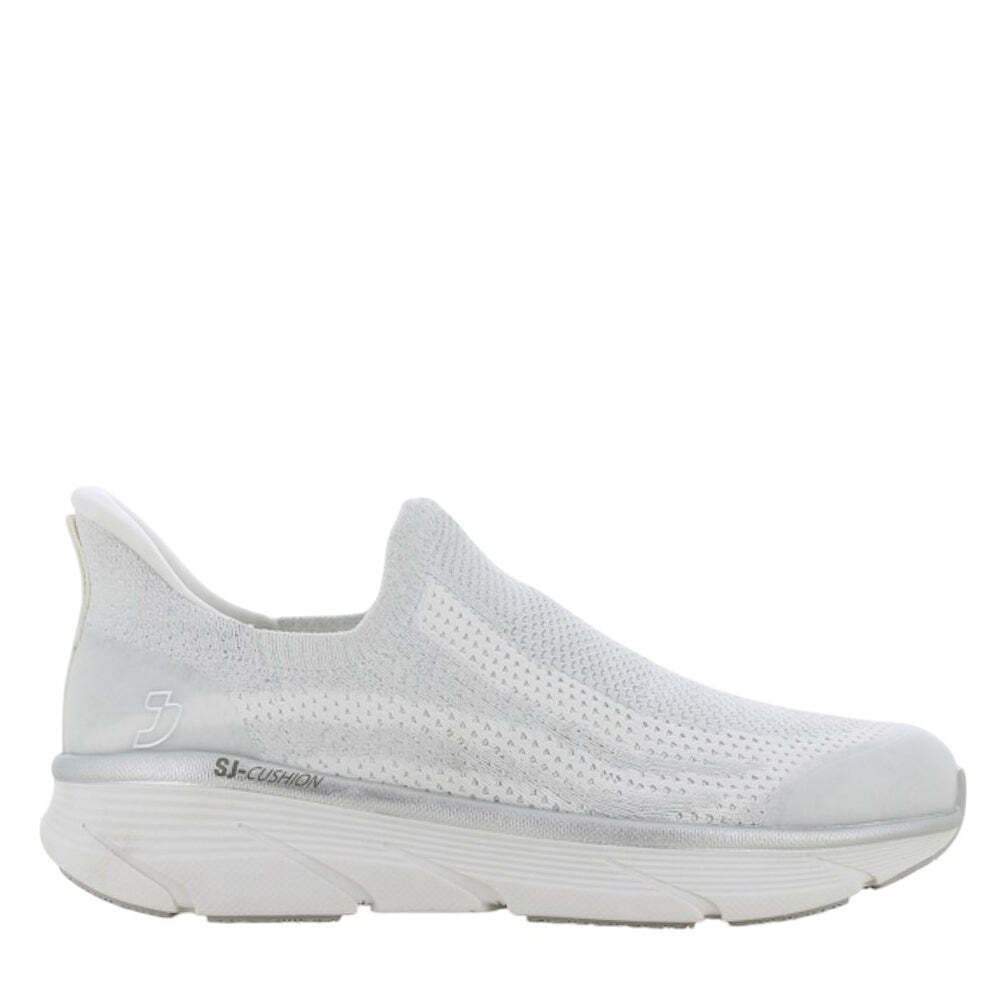 SJ sneaker slip in, hvid og sølv tekstil