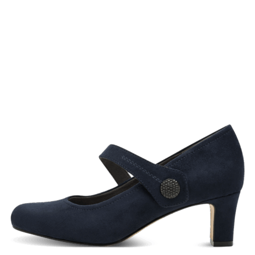 Jana pump i blå tekstil, med dansesål