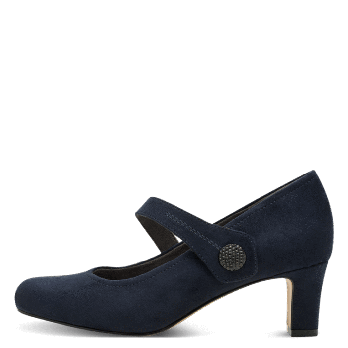 Jana pump i blå tekstil, med dansesål