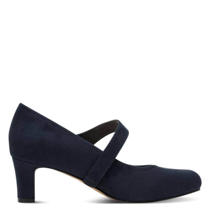 Jana pump i blå tekstil, med dansesål