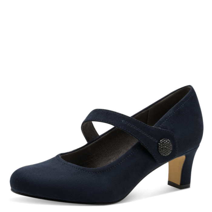 Jana pump i blå tekstil, med dansesål