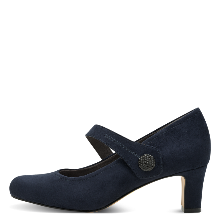 Jana pump i blå tekstil, med dansesål