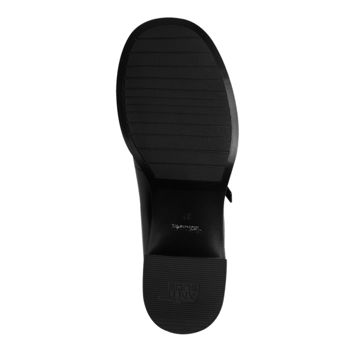 Tamaris sort skind pump på 5,5 cm blokhæl.