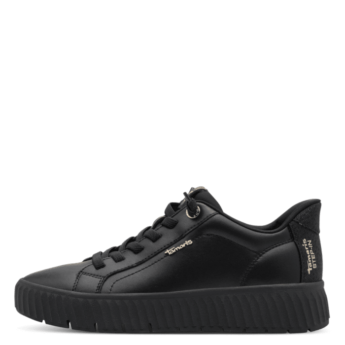 Tamaris Comfort step-in sneaker, i sort skind