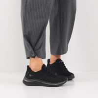 Tamaris step-in, sort sneaker med glimmereffekt.