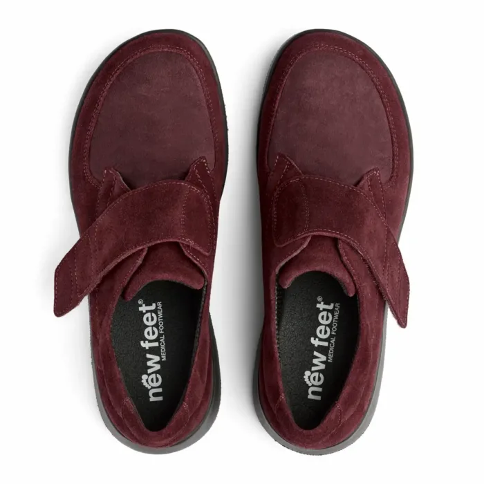 New Feet velcrosko i bordeaux ruskind