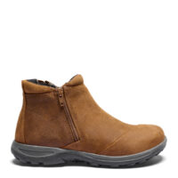 New Feet kort støvle i ruskind, cognac farvet