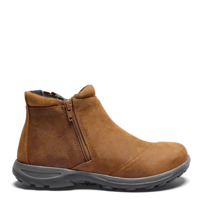 New Feet kort støvle i ruskind, cognac farvet