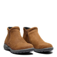 New Feet kort støvle i ruskind, cognac farvet
