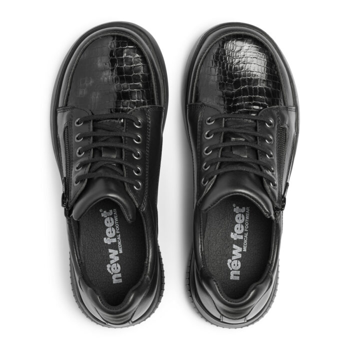 Sort New Feet Damesko i Krokodillelook