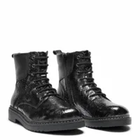 New Feet damestøvle i skind med krokodille-/laklook