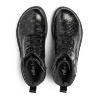 New Feet damestøvle i skind med krokodille-/laklook