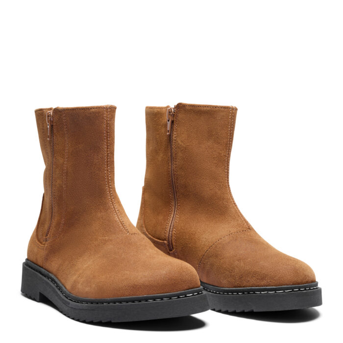 New Feet ruskinds støvle, 3/4 lang, cognac farvet.