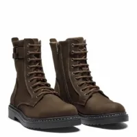 New Feet damestøvle i brunt skind med foer og spænde