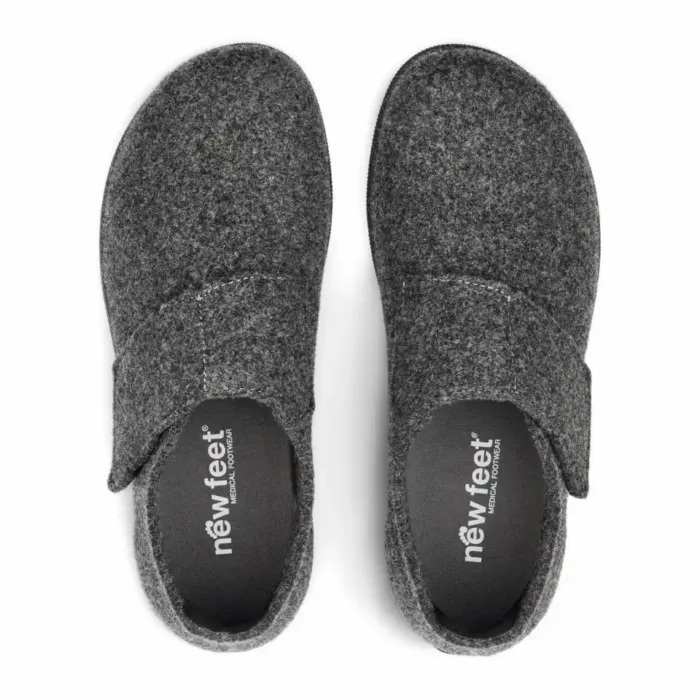New Feet Herre hjemmesko med hælkappe i grå uld