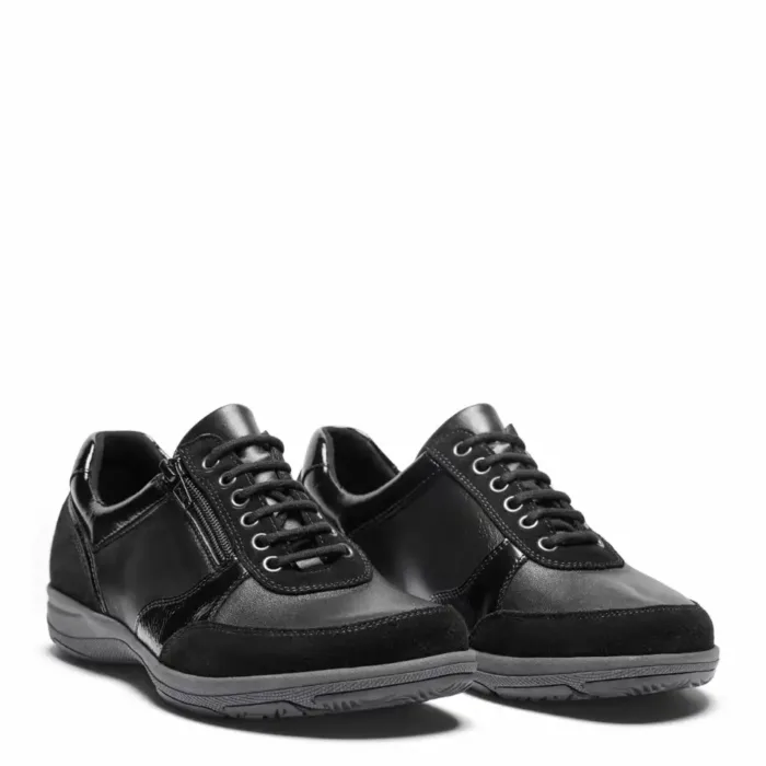 New Feet Damesko i sort skind, lak og ruskind