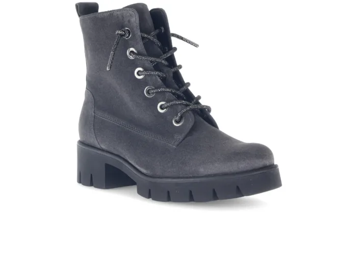 Gabor Ankelstøvle med hæl og glimmersnørebånd