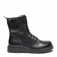 New Feet damestøvle i sort skind med foer og spænde