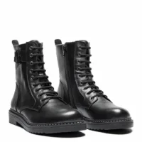 New Feet damestøvle i sort skind med foer og spænde