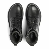 New Feet damestøvle i sort skind med foer og spænde