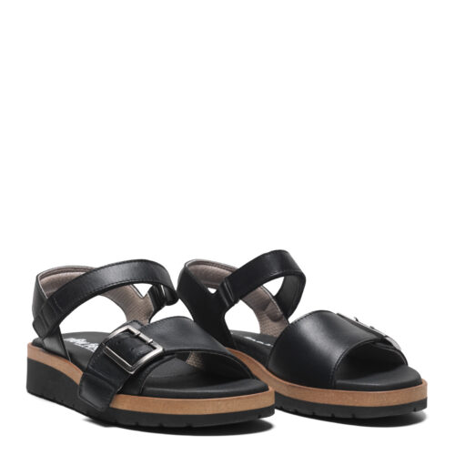 New Feet elegant sandal med spænde, sort skind
